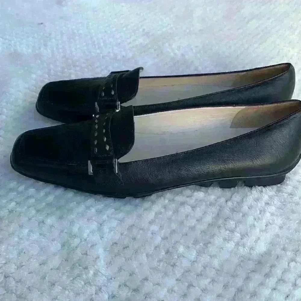Amalfi black leather loafer sz 8 slip on classic minimalist comfortable dressy - Picture 6 of 14